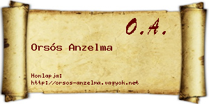 Orsós Anzelma névjegykártya